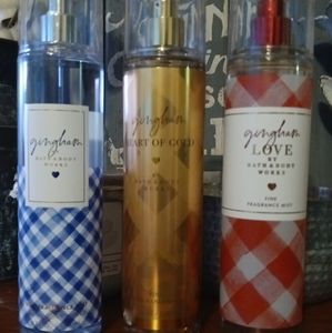 BATH AND BODY WORKS TRIO SET OF 8 OZ FINE FRAGRANCE MIST GINGHAM LINE